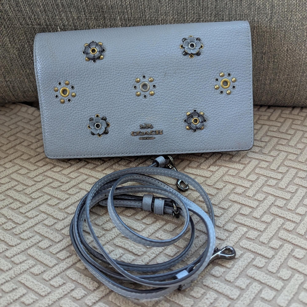 COACH Hayden Foldover Crossbody Clutch Bag With Scattered Rivets - Picture 2 of 10